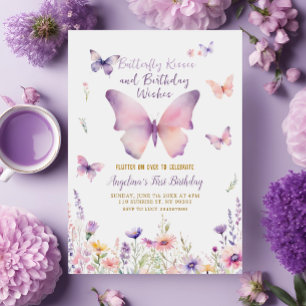 Butterfly Kisses Garden Birthday Invitation