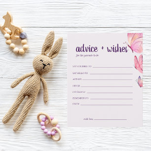 Butterfly Kisses New Parents Advice Card Pink