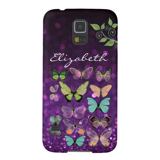 Butterfly Kisses on Purple Galaxy S5 Cases (Back)