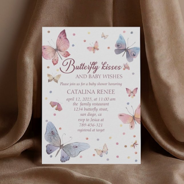 Butterfly Kisses Pastel Baby Shower Invitation (Creator Uploaded)