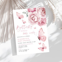 Butterfly Kisses Pink Floral Girl Baby Shower