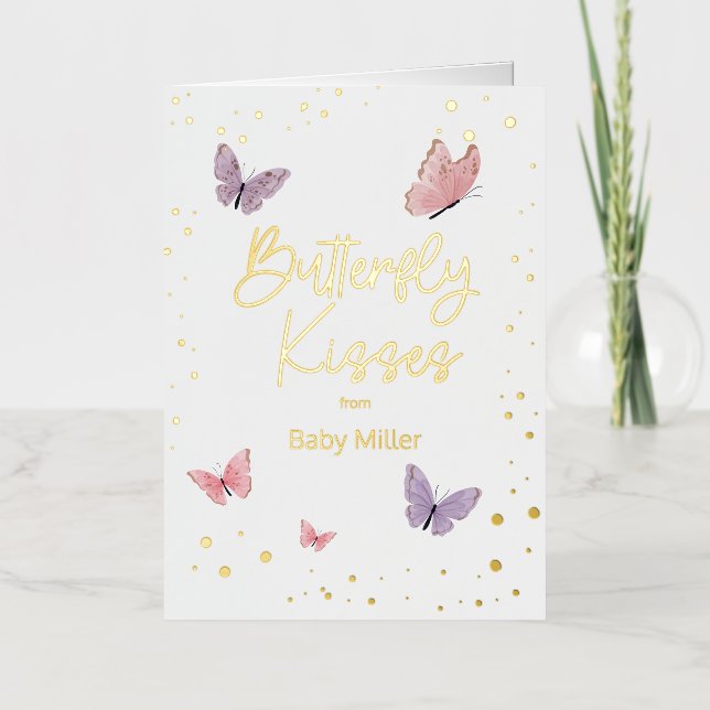 Butterfly Kisses Thank You Foil Holiday Card (Front)