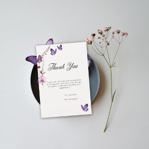 Butterfly Kisses Wild Purple Baby Girl Shower Thank You Card