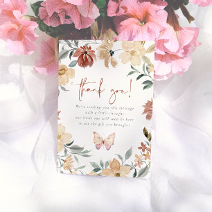 Butterfly Kisses Wildflower Girl Baby Shower Thank You Card