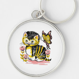 Butterfly & Kitten Key Ring