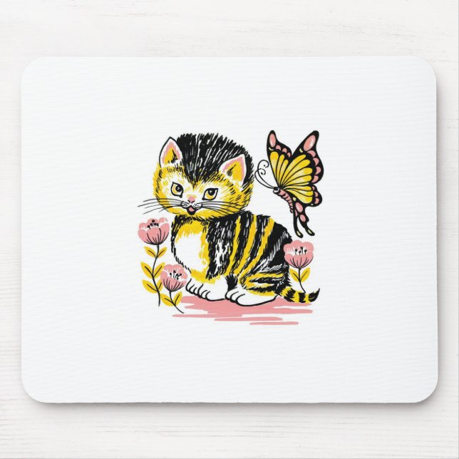 Butterfly & Kitten Mouse Pad (Front)