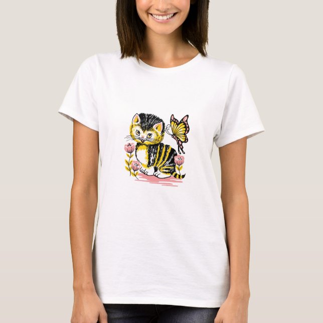 Butterfly & Kitten T-Shirt (Front)