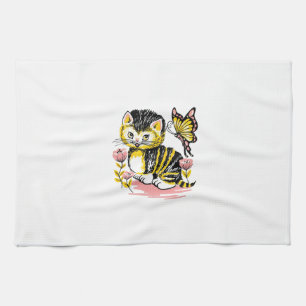 Butterfly & Kitten Tea Towel