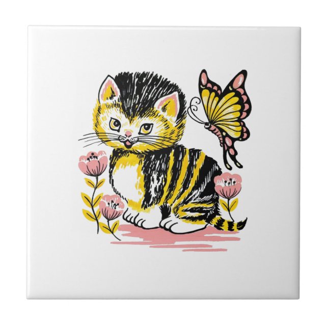 Butterfly & Kitten Tile (Front)