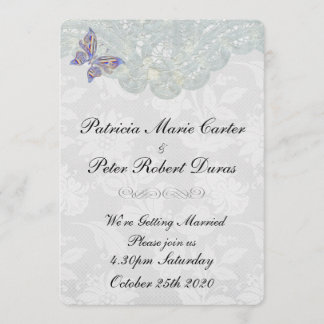 Butterfly & Lace Wedding Invitation(both sides) Invitation