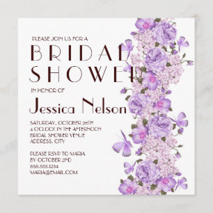 Butterfly Lavender Floral Garden Bridal Shower Invitation