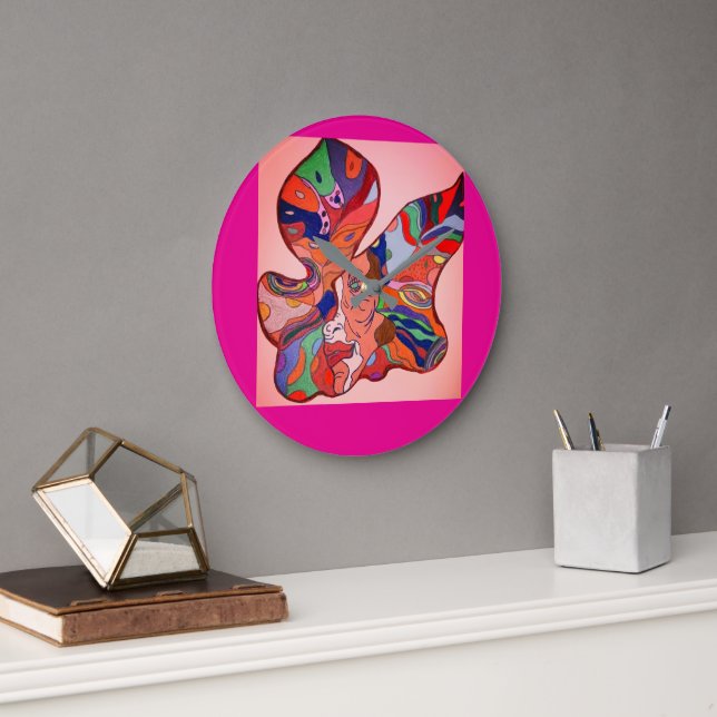 Butterfly Leaf Portrait Round Clock (Office)