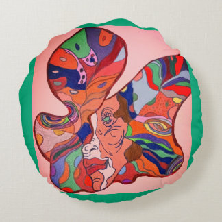 Butterfly Leaf Portrait  Round Cushion