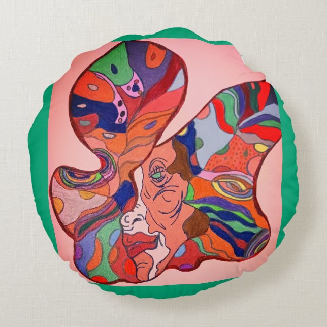 Butterfly Leaf Portrait  Round Cushion (Back)