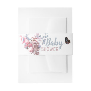 Butterfly Leaves, Elegant Baby Shower Invitation Belly Band