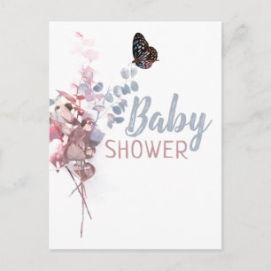 Butterfly Leaves, Elegant Baby Shower Invitation Postcard