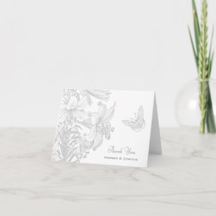 Butterfly Lilies Silver 25th Anniversary Thank You Card