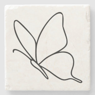 Butterfly Line Art – Insect Illustration Stone Coaster