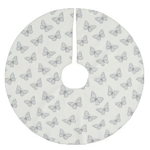 Butterfly Line Art Pattern Brushed Polyester Tree Skirt