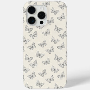 Butterfly Line Art Pattern iPhone 15 Pro Max Case