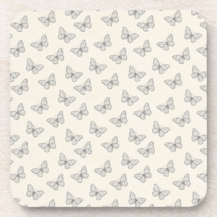 Butterfly Line Art Pattern Coaster