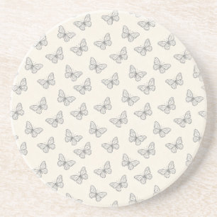 Butterfly Line Art Pattern Coaster