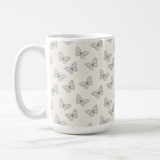 Butterfly Line Art Pattern Coffee Mug (Left)
