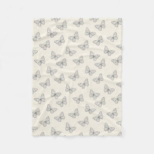 Butterfly Line Art Pattern Fleece Blanket