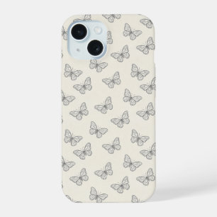 Butterfly Line Art Pattern iPhone 15 Case
