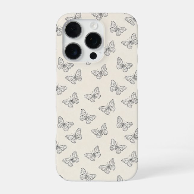 Butterfly Line Art Pattern iPhone Case (Back)