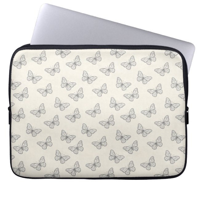 Butterfly Line Art Pattern Laptop Sleeve (Front)