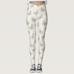 Butterfly Line Art Pattern Leggings