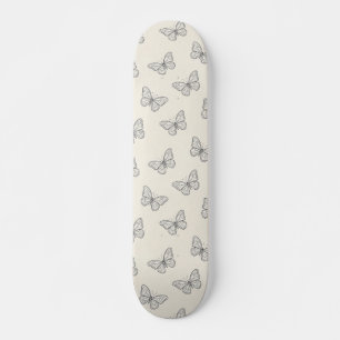 Butterfly Line Art Pattern Skateboard