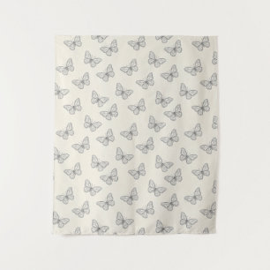 Butterfly Line Art Pattern Tapestry