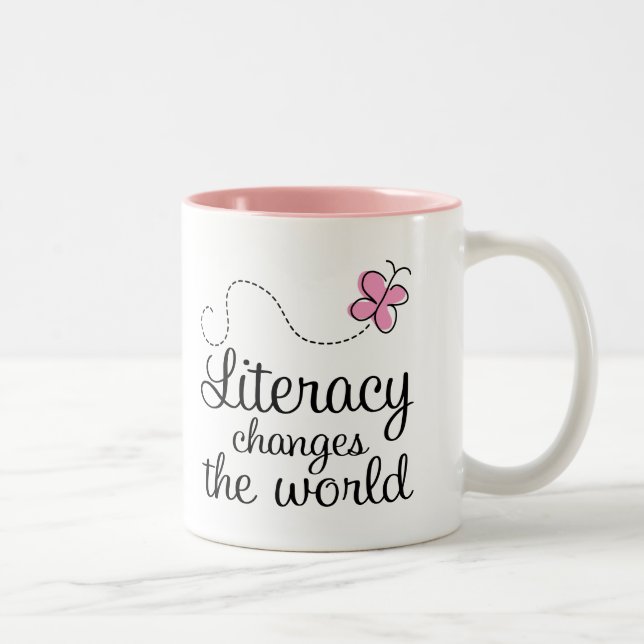 Butterfly Literacy Changes The World Gift Two-Tone Coffee Mug (Right)