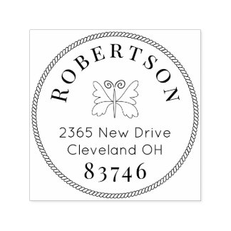 Butterfly logo and rope border simple fonts stamp