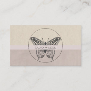 Butterfly Logo Dusty Grey Pink Personal Calling Card
