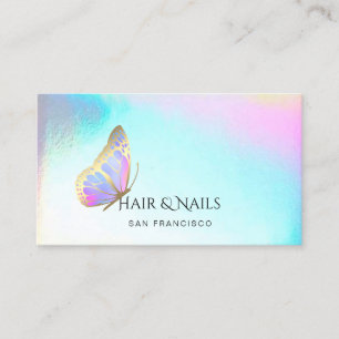 butterfly logo hair and nails business card