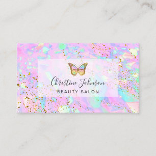 butterfly logo on FAUX glitter pastel Business Card