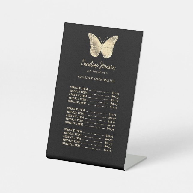 butterfly logo price list pedestal sign (Front)