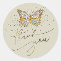 butterfly logo thank you classic round sticker