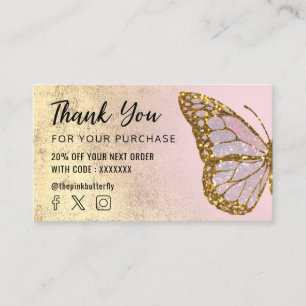 butterfly logo thank you for your purchase business card