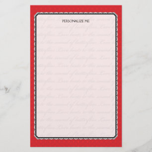 Butterfly Love Bright Red Lace Decorative Stationery