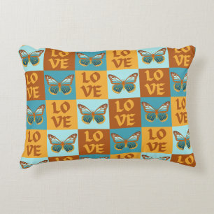 Butterfly Love Pattern Blue & Orange Gradient Decorative Cushion