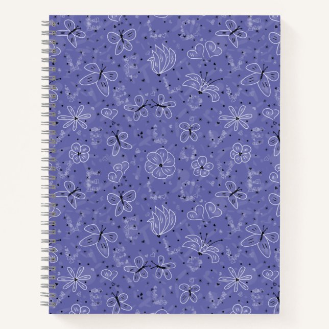 Butterfly LOVE - seamless pattern. Notebook (Front)