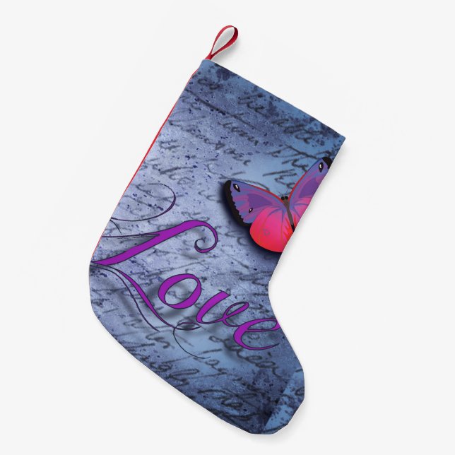 Butterfly Love Small Christmas Stocking (Front (Hanging))
