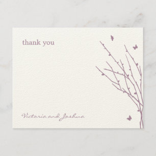 Butterfly Love Wedding Thank You Cards (Purple)