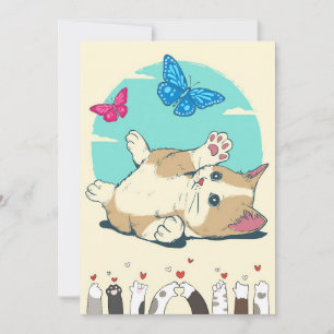 Butterfly Lover Cat Play With Butterfly Save The Date