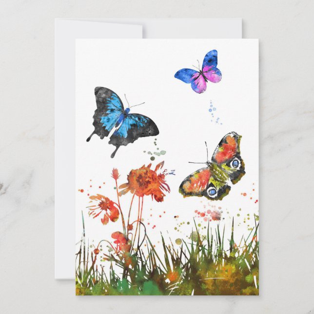 Butterfly Lover Flower And Butterfly Invitation (Front)