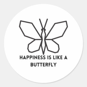 Butterfly Lovers: Happiness Is Like A Butterfly Classic Round Sticker